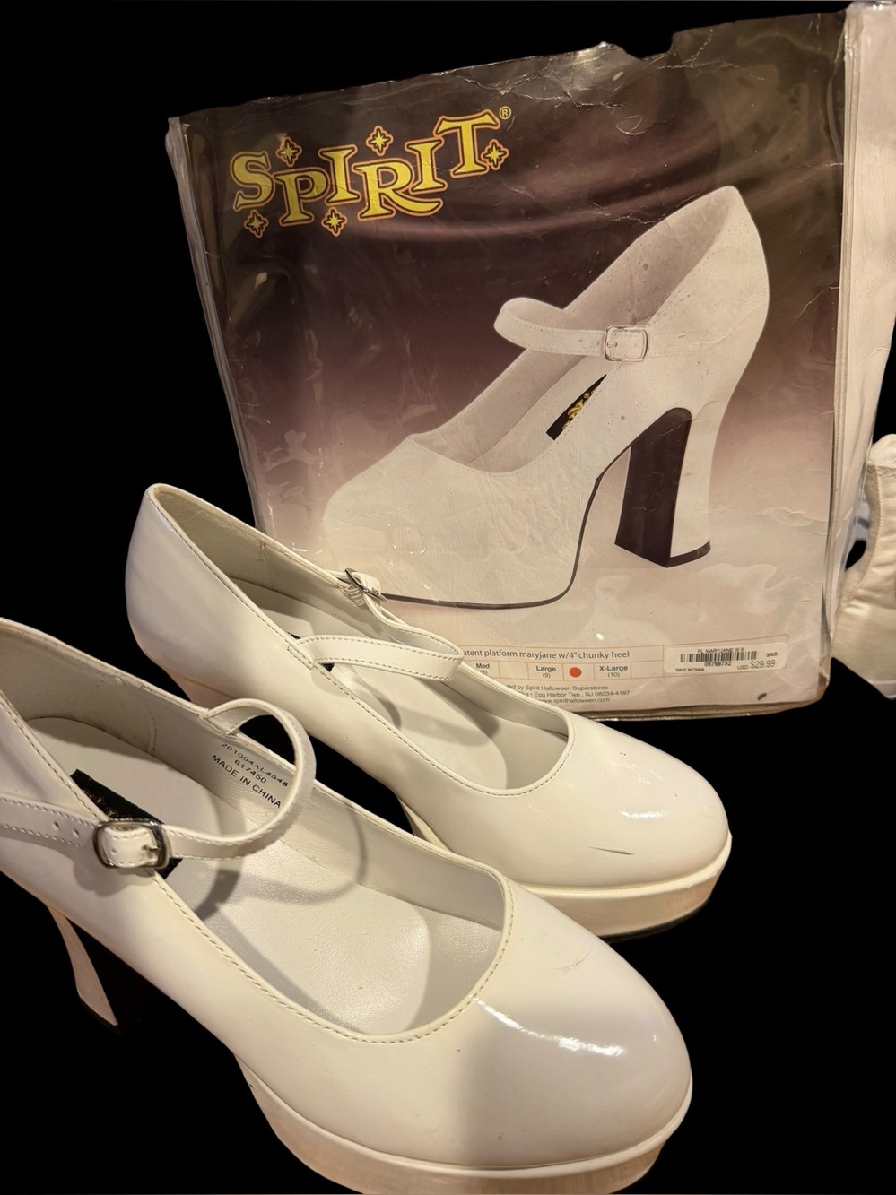 SPIRIT white platform Maryjane chunky heels women’s 9 Halloween costume shoes